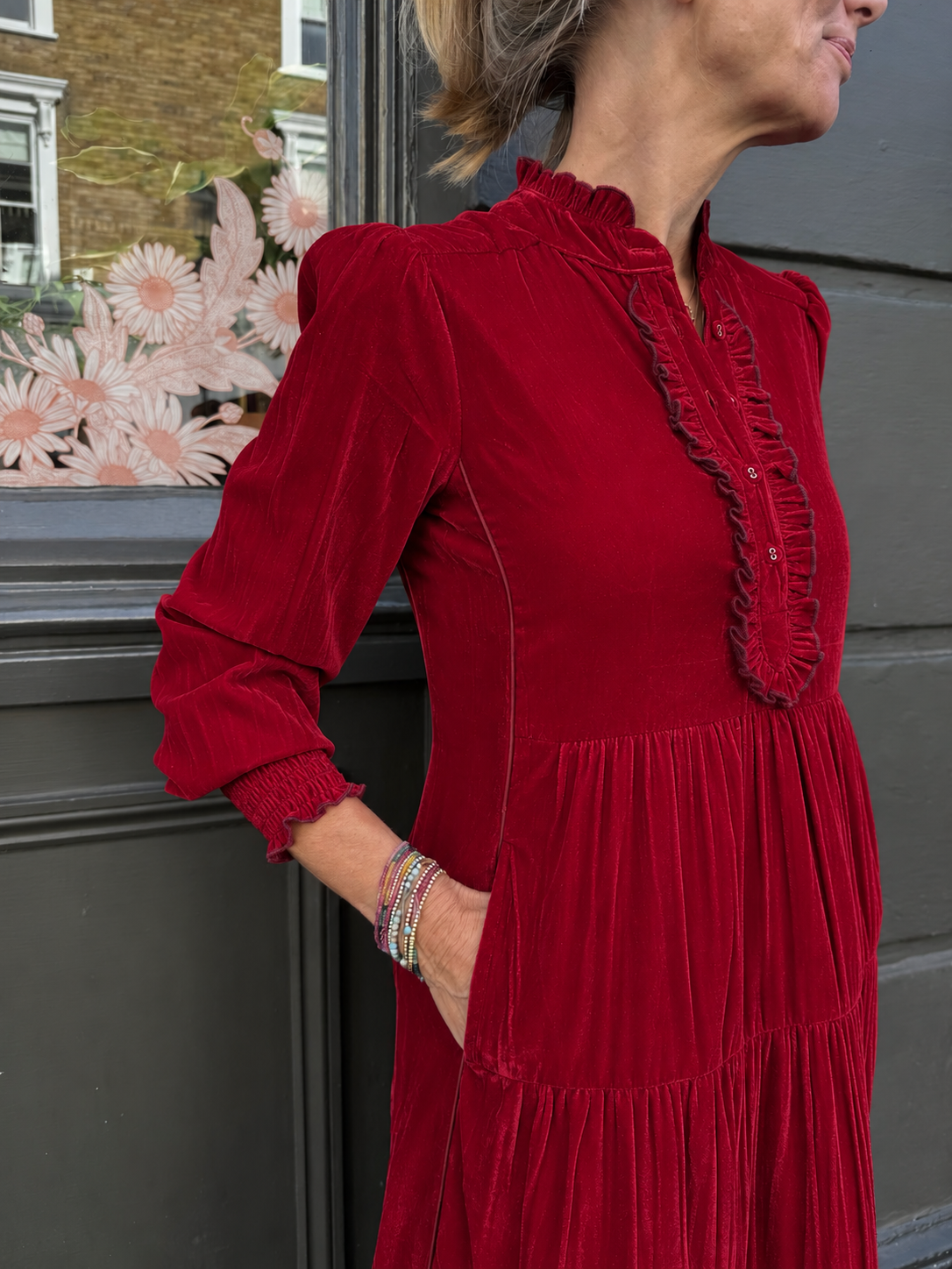 Deborah Dress - Dark Red Velvet