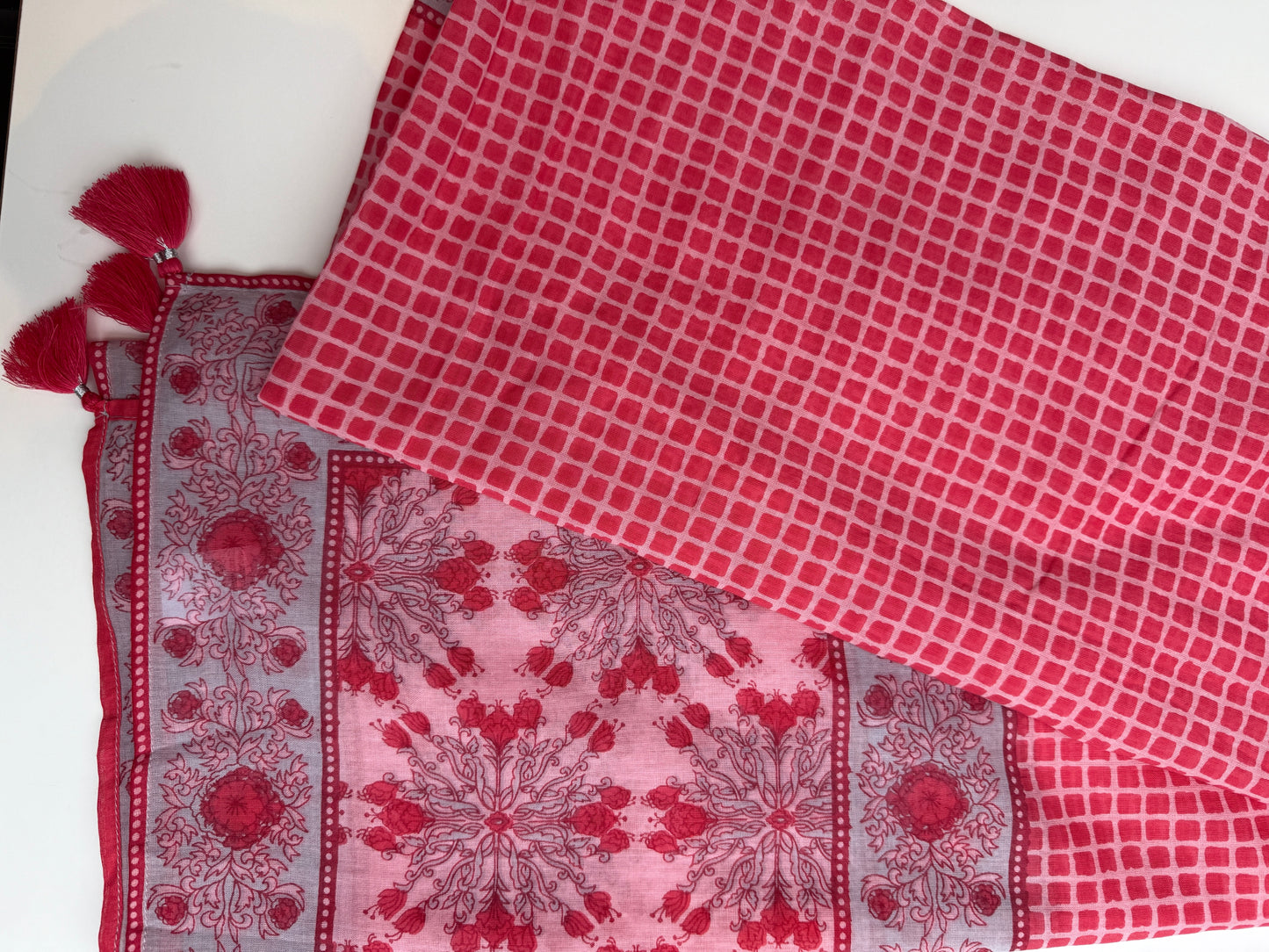 Sarong - Red Check with Grey Details