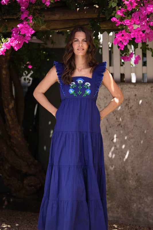 Lexy - Navy Embroidered Poplin