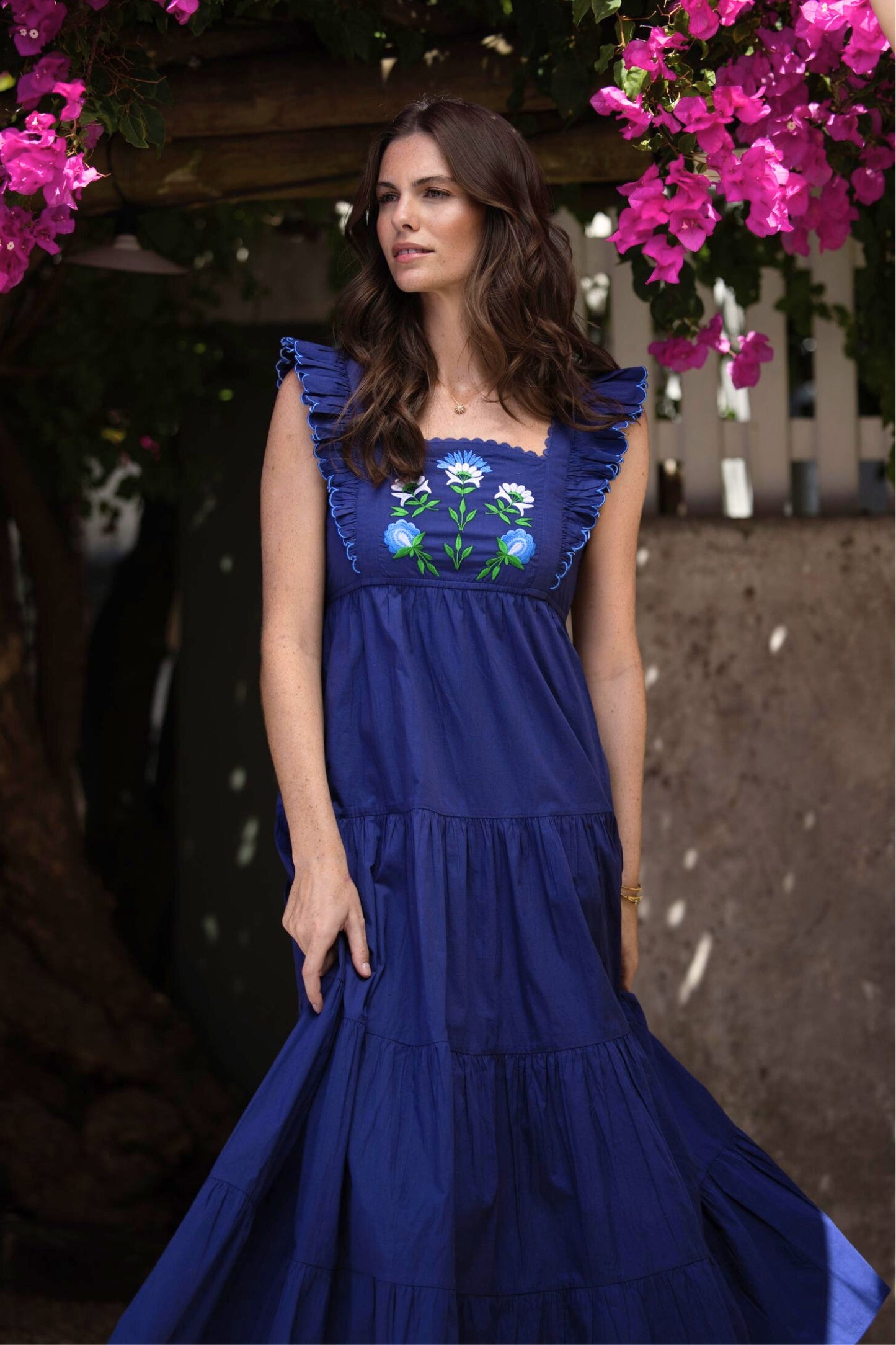 Lexy - Navy Embroidered Poplin