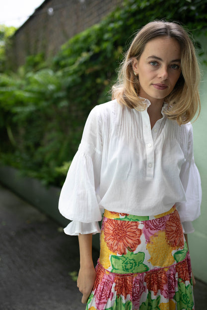 Amy Blouse - White Cotton Voile