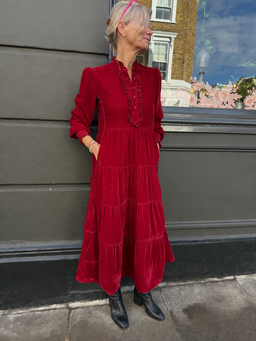 Deborah Dress - Dark Red Velvet