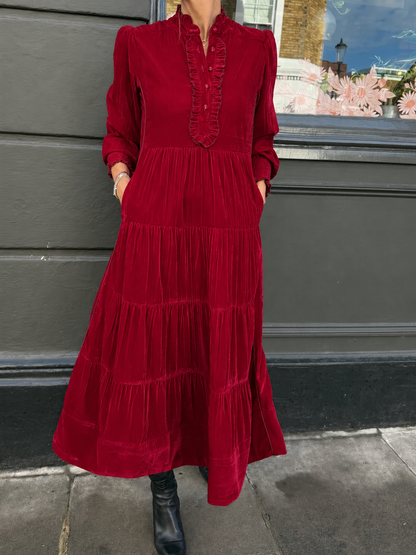 Deborah Dress - Dark Red Velvet