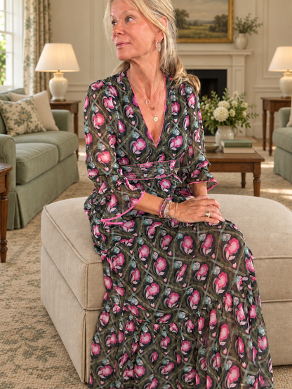 Eliza Chiffon Dress - Rose Garden