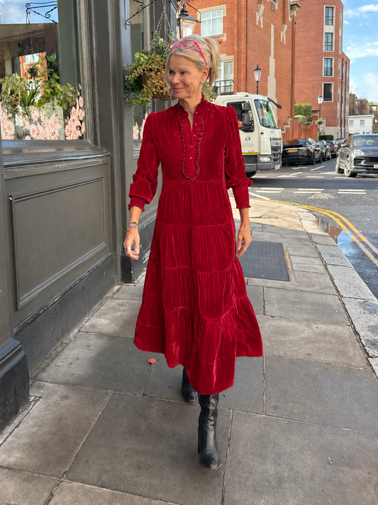 Deborah Dress - Dark Red Velvet
