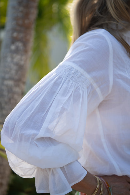 Amy Blouse - White Cotton Voile