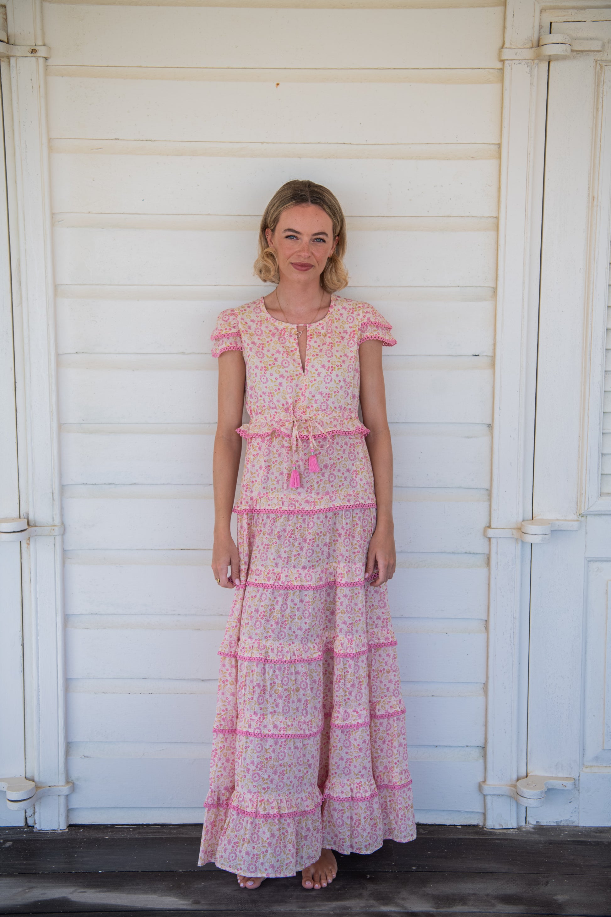 pink sabrina dress Sabrina Striped Poplin Maxi Dress - Pink/combo