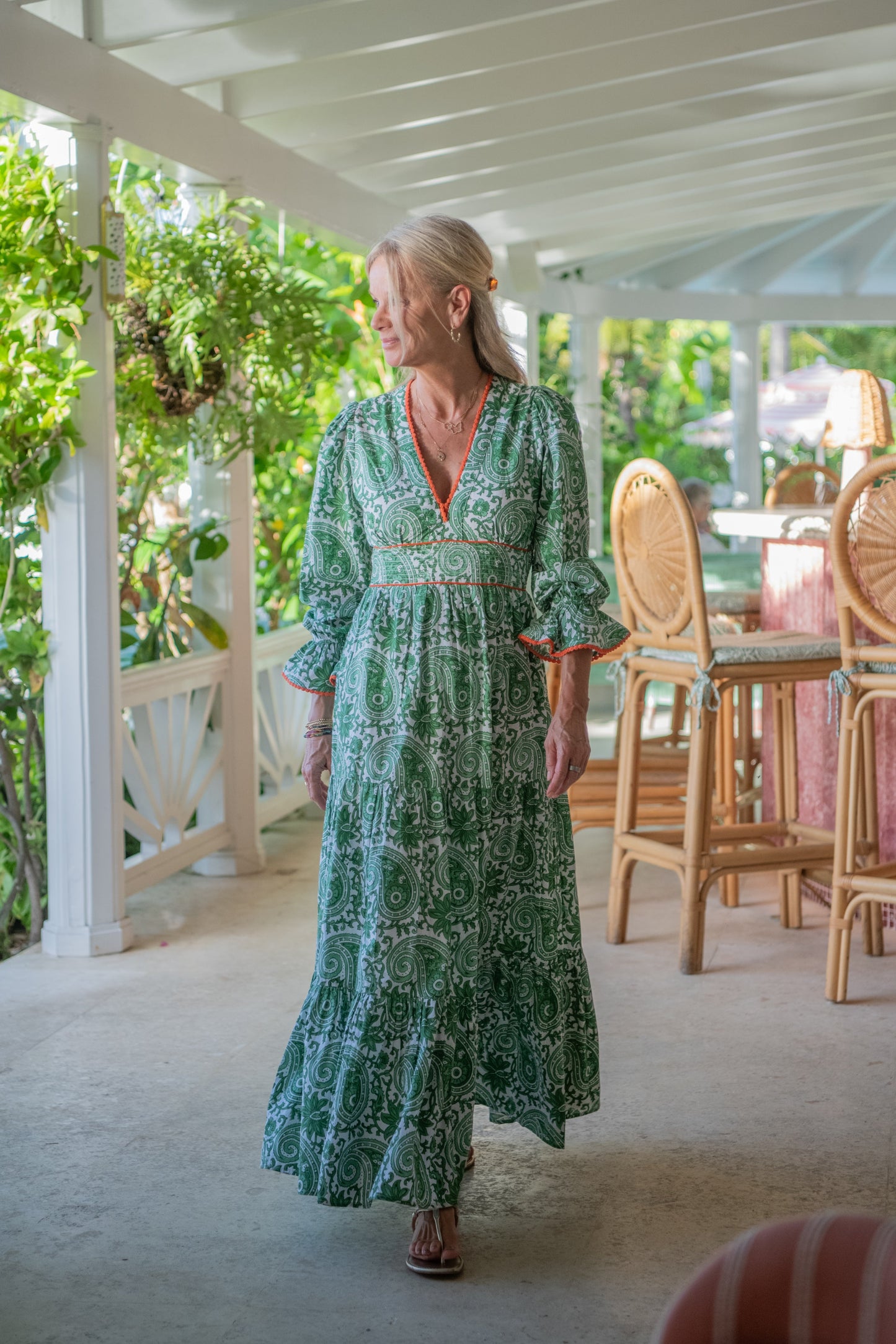 Eliza - Green Paisley