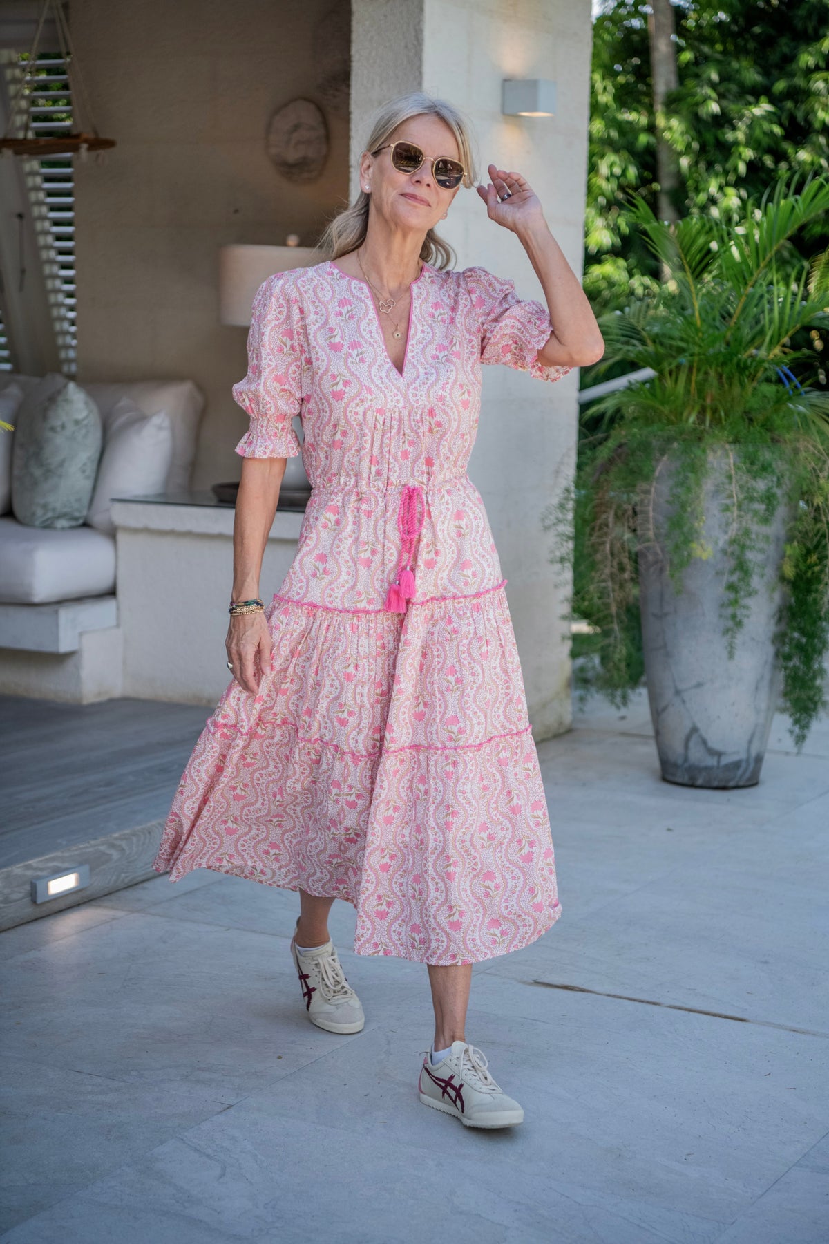 Tara Dress - Pink Trellis - On pre-order shipping second week of July
