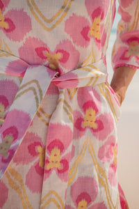 Martine Linen - Pink and Gold Pansy