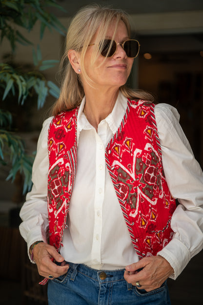 Gilet - Red Ikat (pre order - arriving 18th Feb)