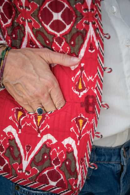 Gilet - Red Ikat (pre order - arriving 18th Feb)