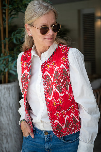 Gilet - Red Ikat (pre order - arriving 18th Feb)