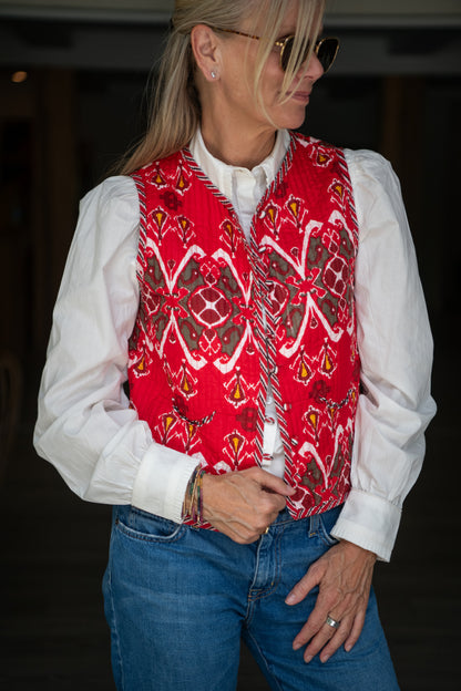Gilet - Red Ikat (pre order - arriving 18th Feb)
