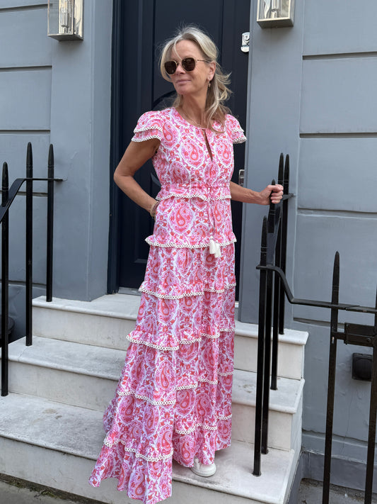 Sabrina - Pink & Orange Paisley