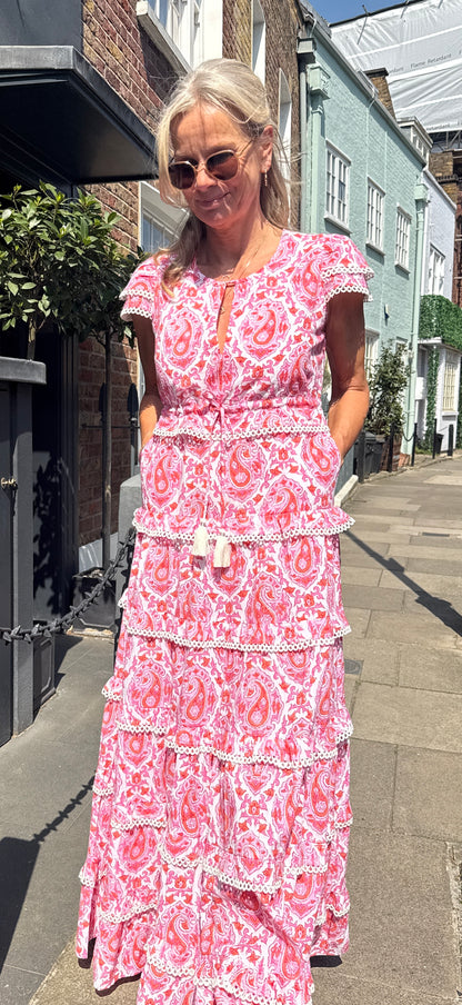 Sabrina - Pink & Orange Paisley