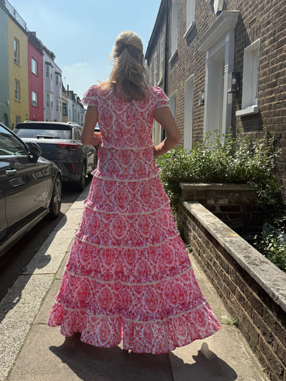Sabrina - Pink & Orange Paisley