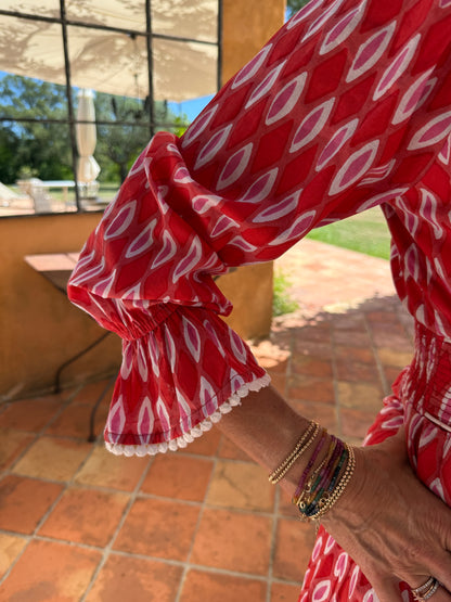 Eliza Dress - Red Honeycombe