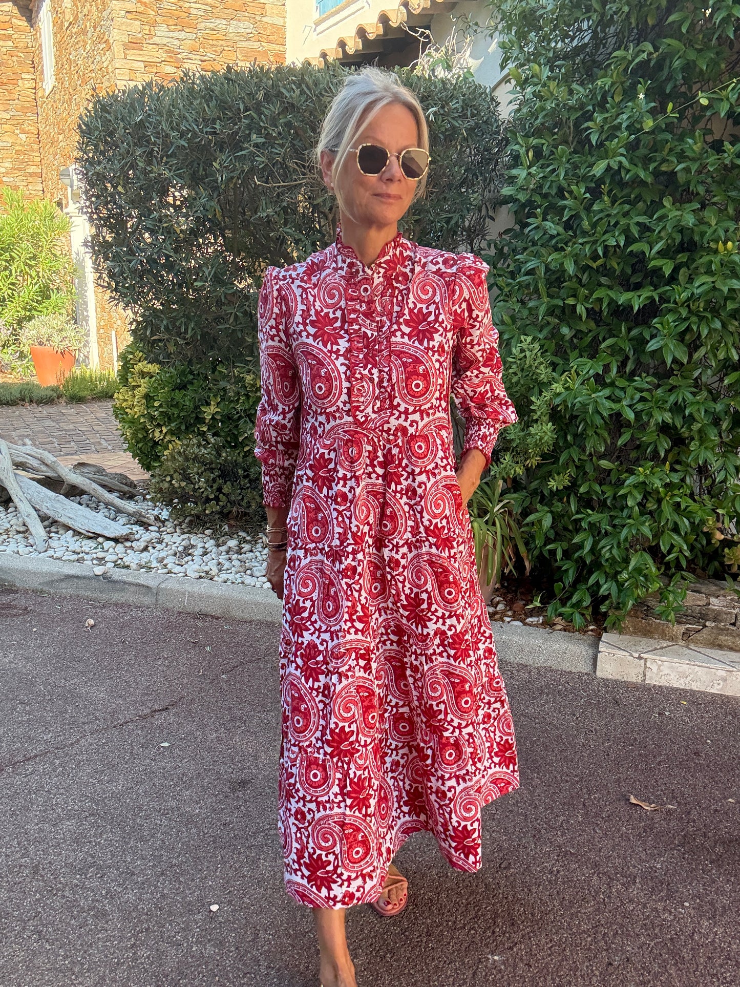 Deborah Dress - Dark Red Paisley - Dispatch mid next week