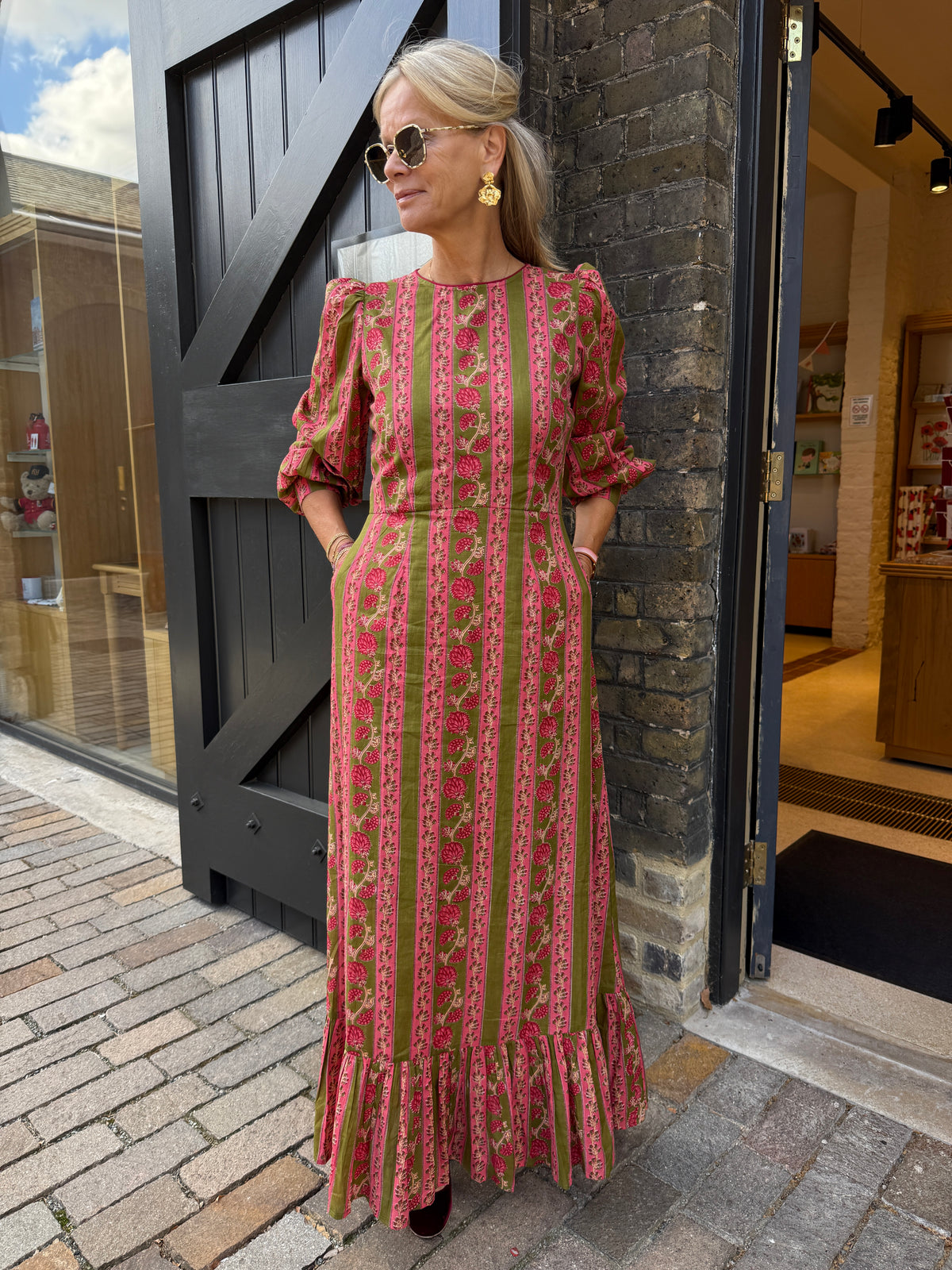 Willow Dress - Pink & Green Stripe