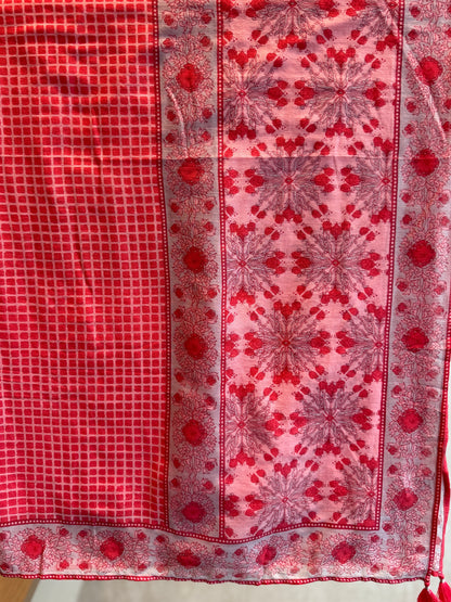 Sarong - Red Check with Grey Details