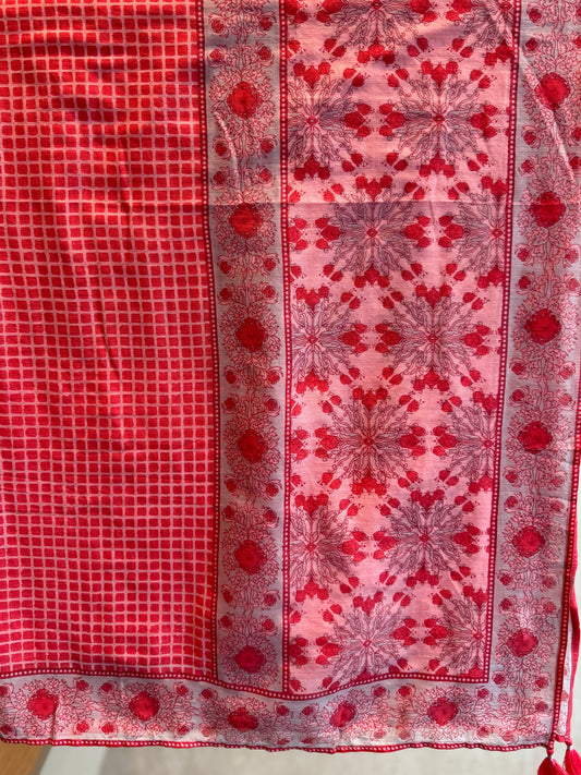 Sarong - Red Check with Grey Details