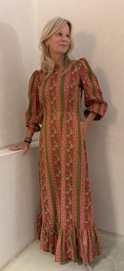 Willow Dress - Pink & Green Stripe