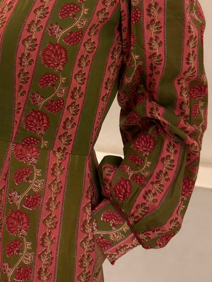 Willow Dress - Pink & Green Stripe