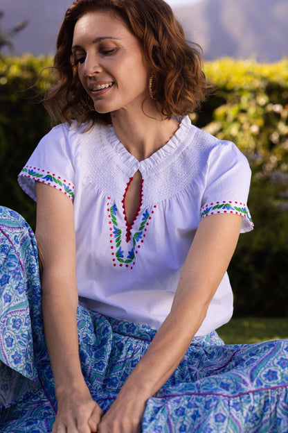 Margot - White Embroidered Poplin