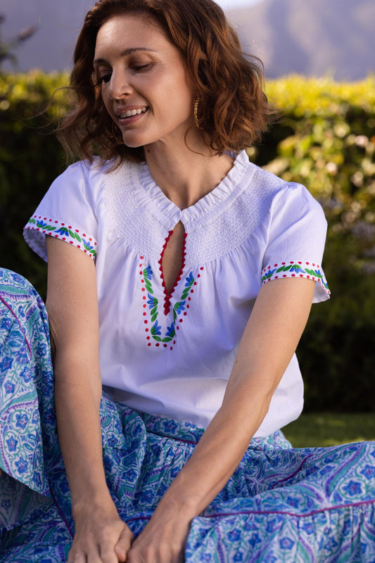 Margot - White Embroidered Poplin