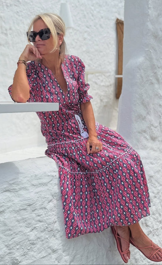 Tara - Navy & Pink Ikat