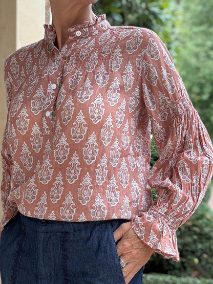 Amy Blouse - Mocha Paisley