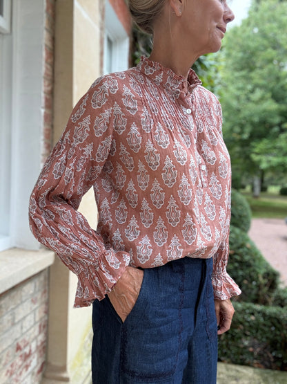 Amy Blouse - Mocha Paisley