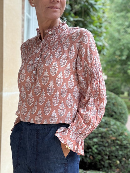 Amy Blouse - Mocha Paisley