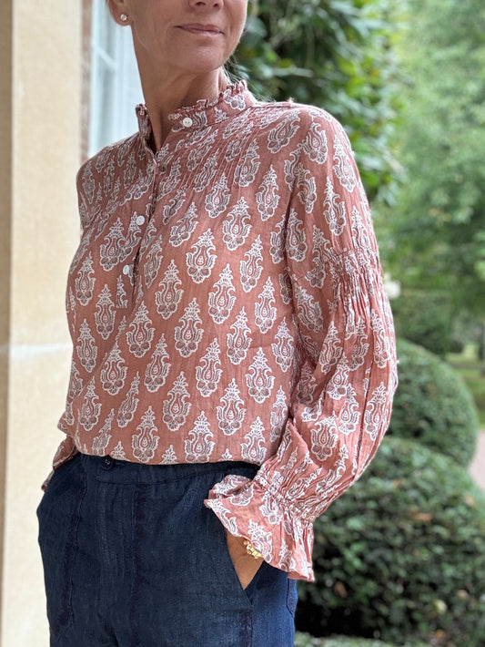 Amy Blouse - Mocha Paisley