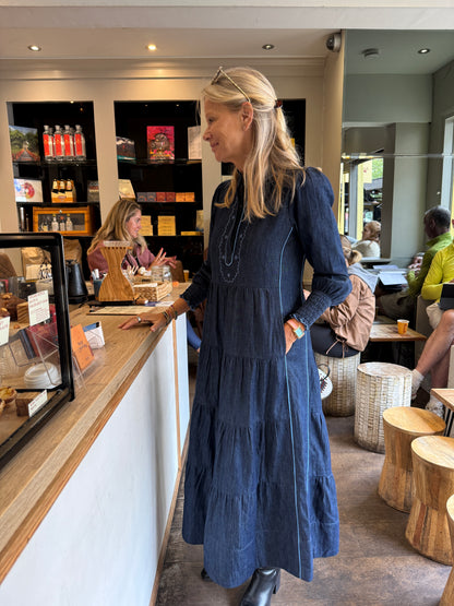 Deborah Dress - Embroidered Denim Blue